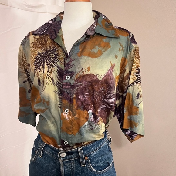 Vintage Georg Roth Of Germany 100% Cotton Floral Button Down Blouse - Picture 3 of 4